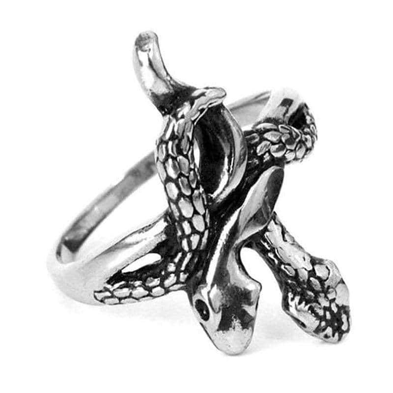 Anillo Serpiente Dual (Acero)