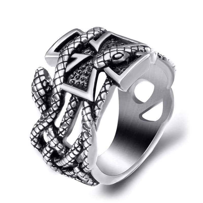 Anillo Serpiente Masón (Acero)