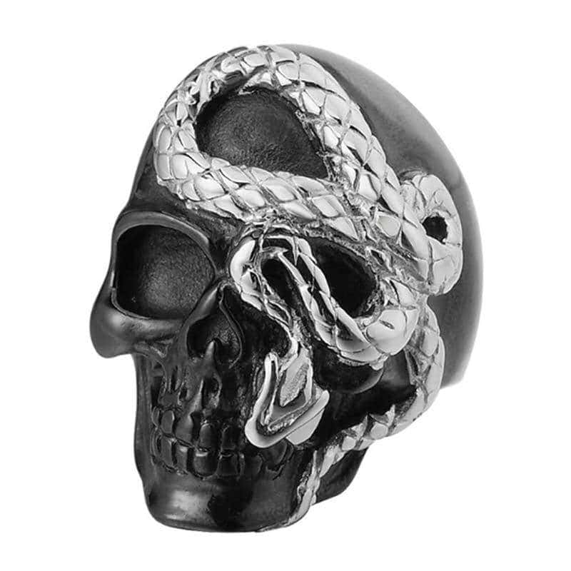 Anillo Serpiente Cráneo Gótico (Acero)