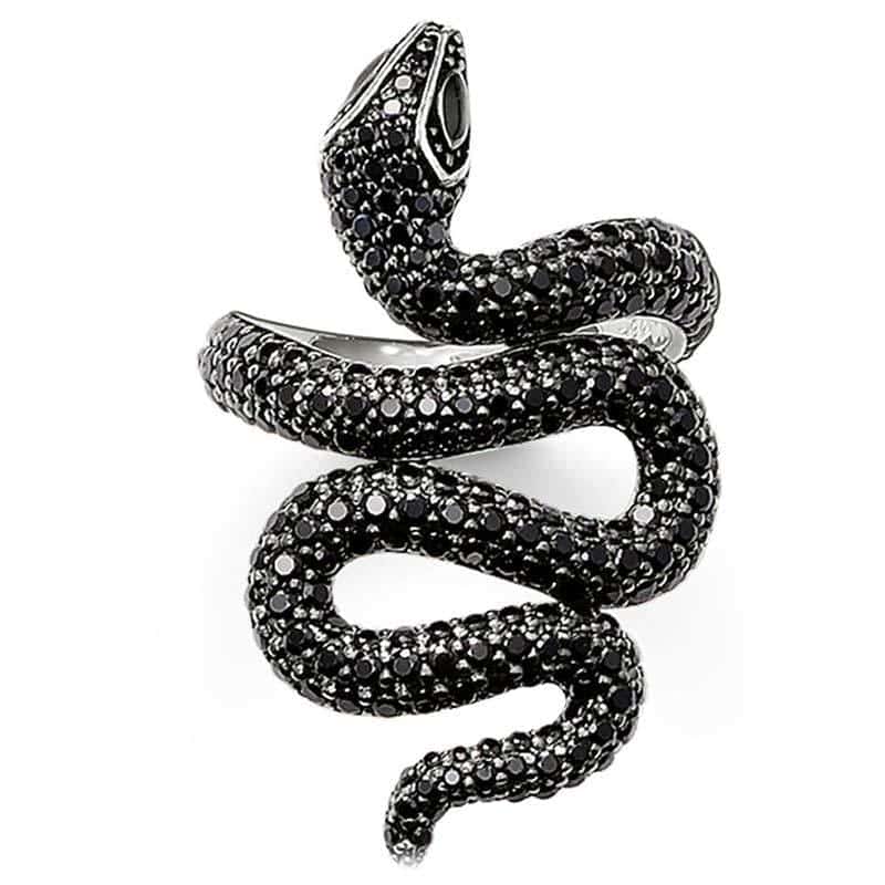 Anillo Serpiente Black Vida (Plata)