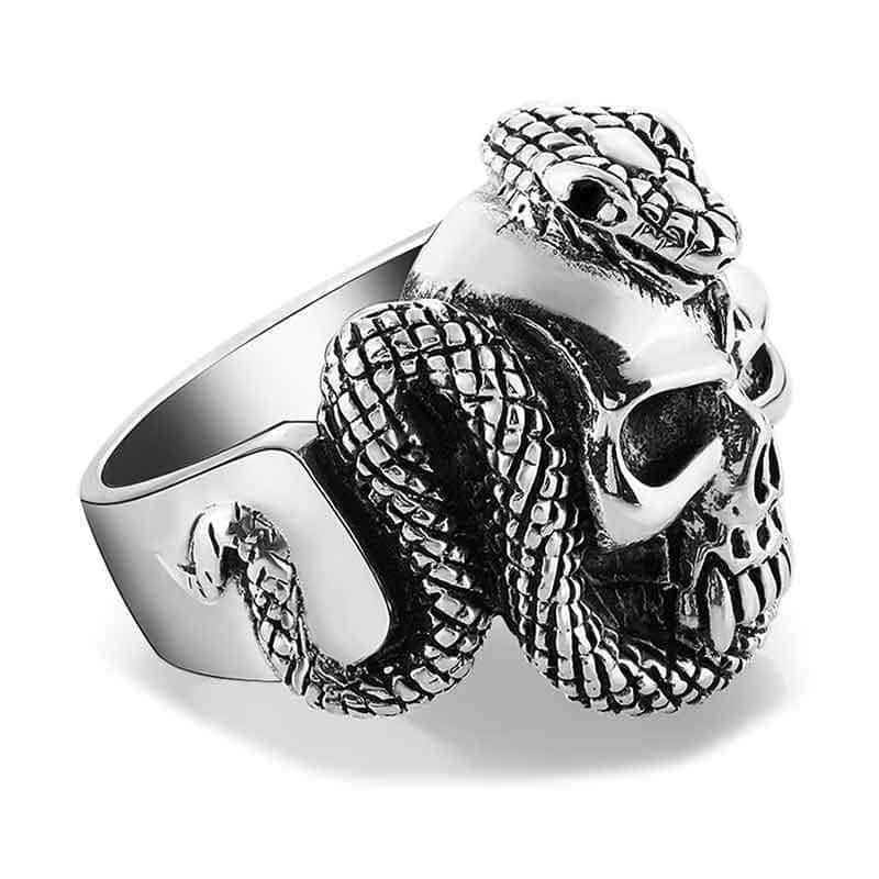 Anillo Serpiente Cráneo (Plata)
