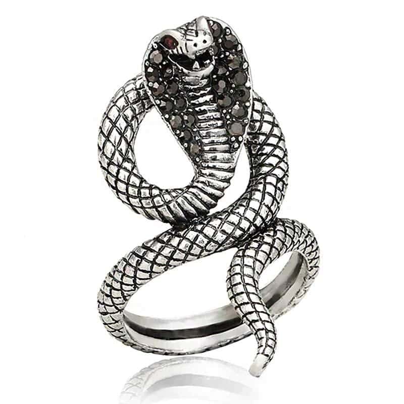 Anillo Serpiente Cobra Plateada (Circonio)