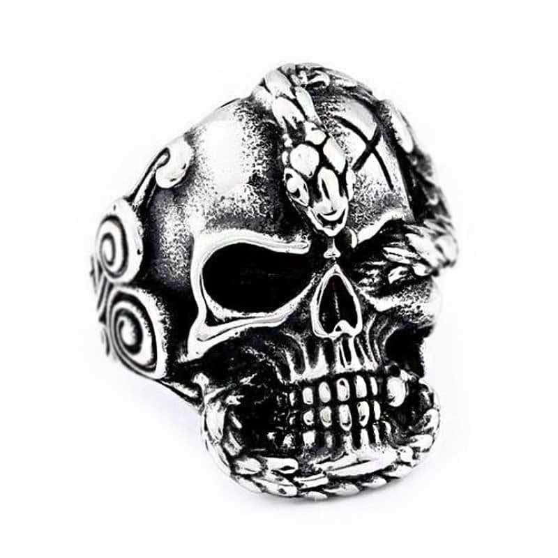 Anillo Serpiente Cráneo (Acero)