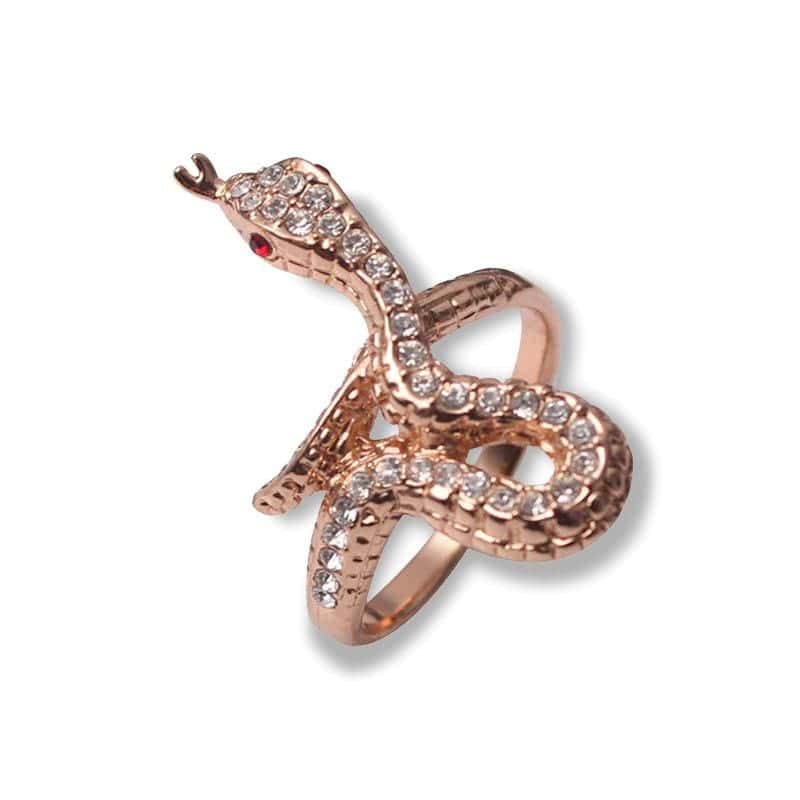 Anillo Serpiente Rosa Dorada (Circonio)