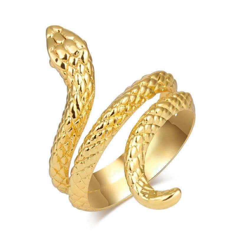 Anillo Serpiente Constricción Dorada (Acero)