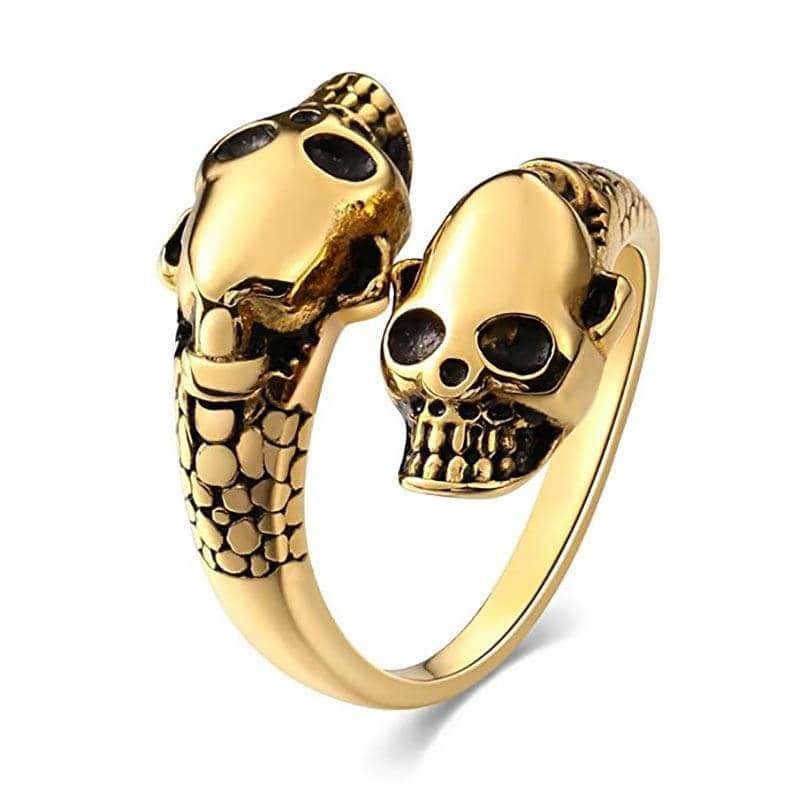 Anillo Serpiente Cráneo Oro Amarillo (Acero)