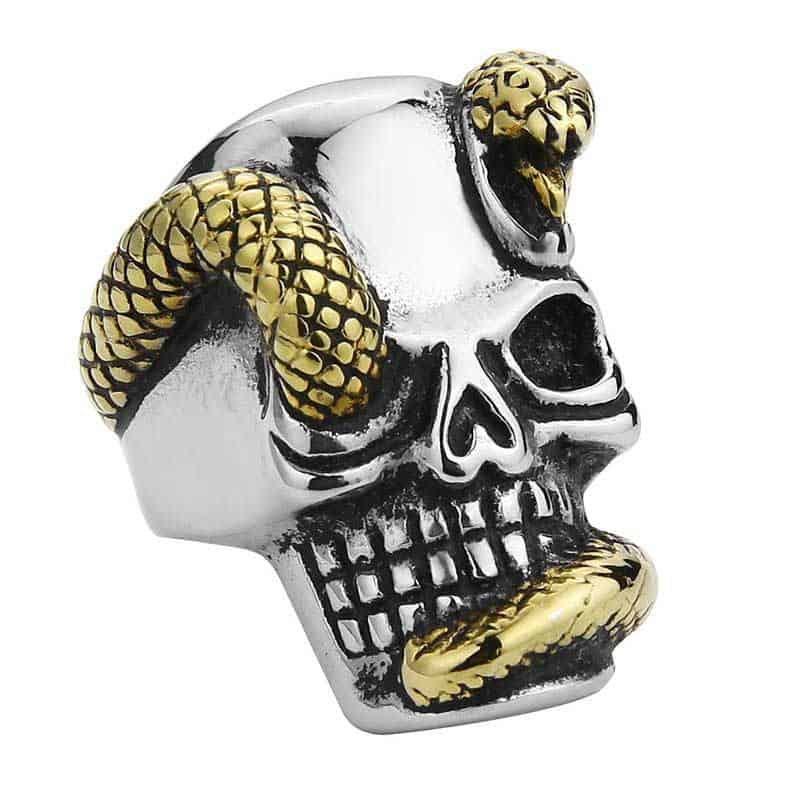 Anillo Serpiente Calavera (Acero)