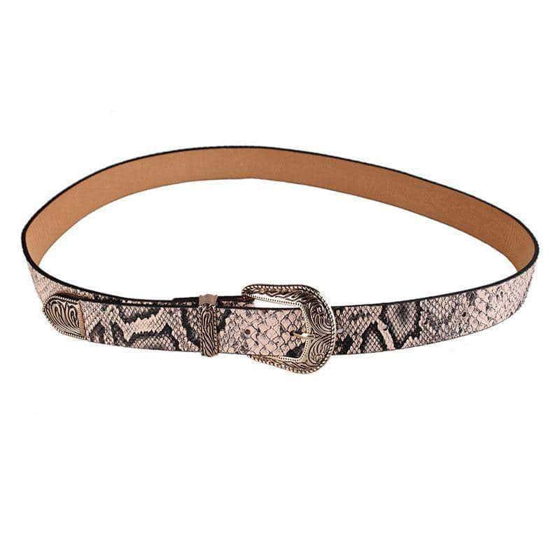 Cinturon Serpiente Grabado Beige