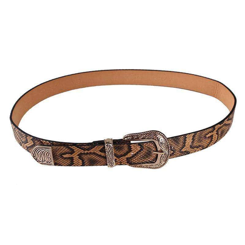 Cinturon Serpiente Grabado Camello