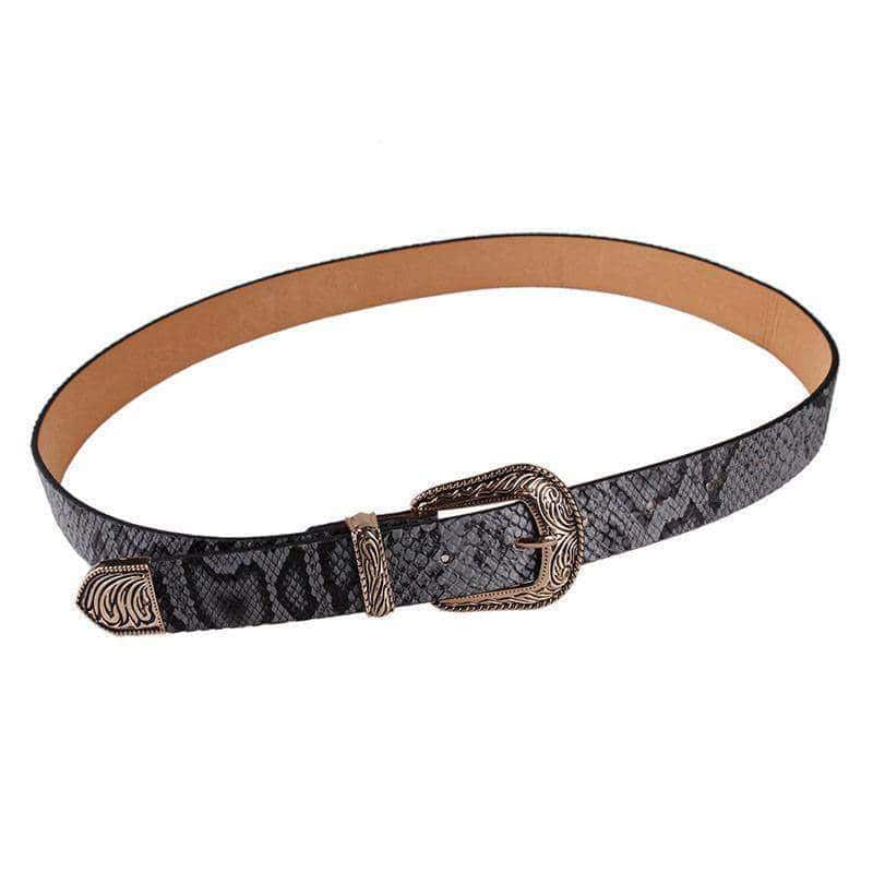 Cinturon Serpiente Grabado Gris