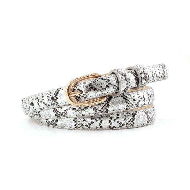 Cinturon Serpiente Estampado Plata