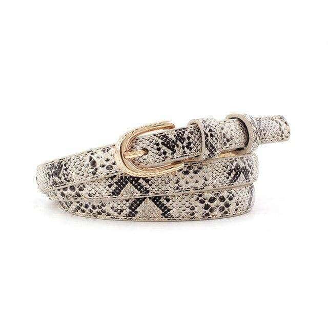 Cinturon Serpiente Estampado Beige