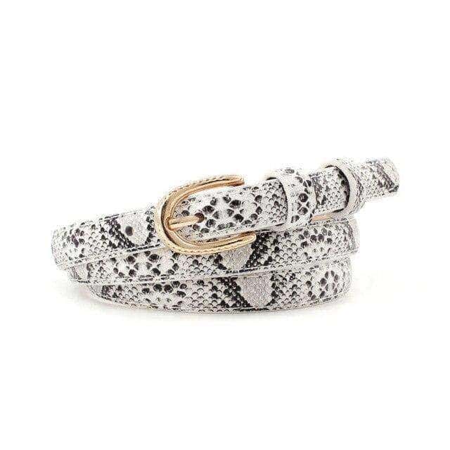 Cinturon Serpiente Estampado Blanco