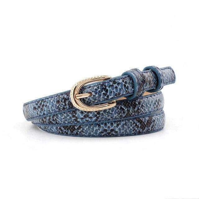 Cinturon Serpiente Estampado Azul