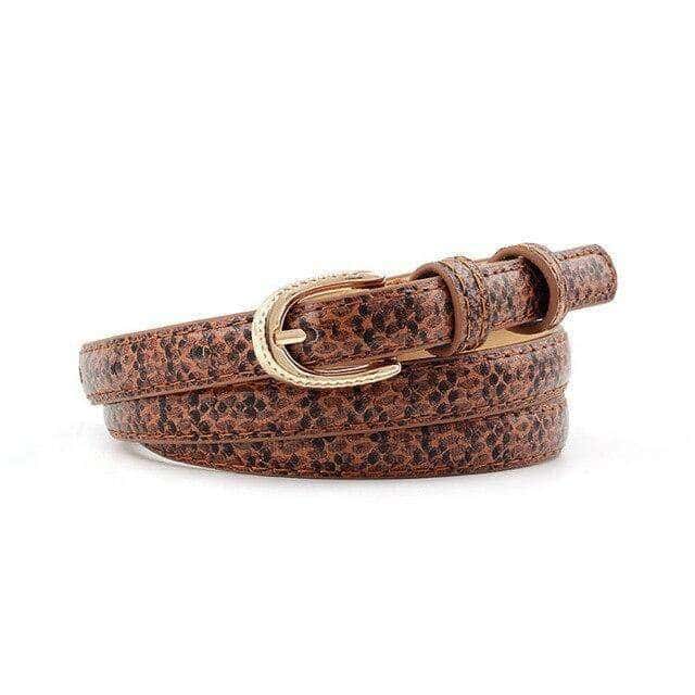 Cinturon Serpiente Estampado Marrón