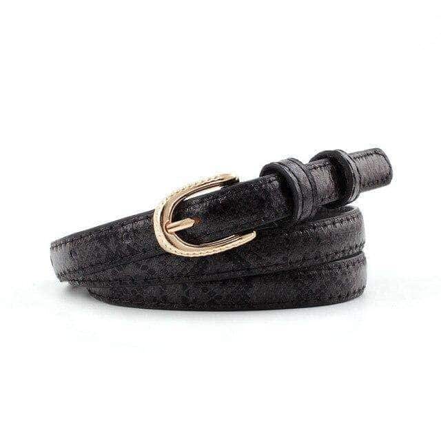 Cinturon Serpiente Estampado Negro