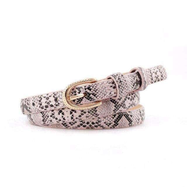 Cinturon Serpiente Estampado Rosa