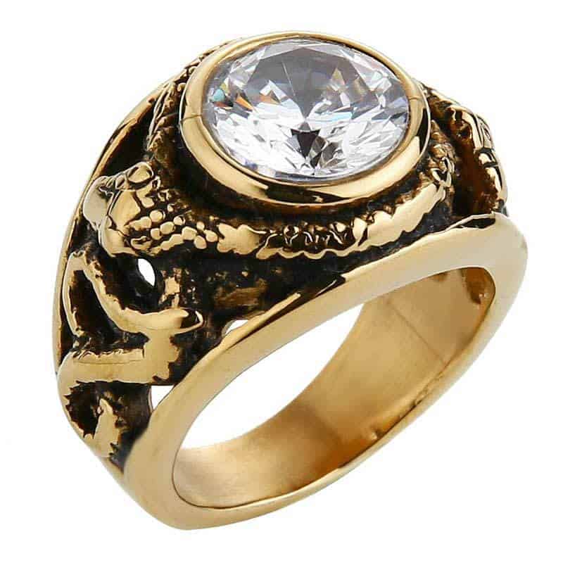 Anillo Serpiente Sello Dorado (Acero)