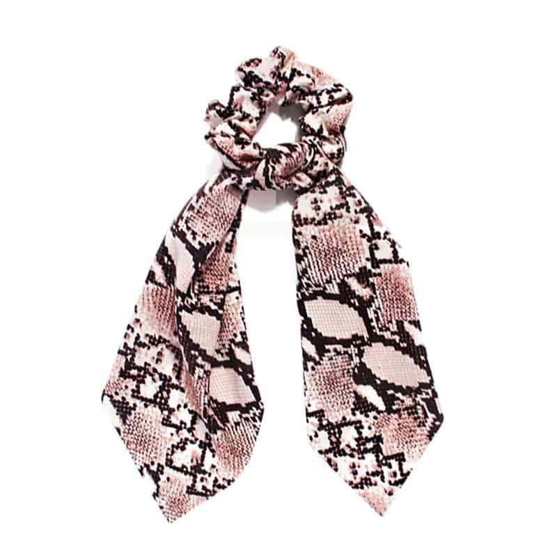 Coletero Serpiente Scrunchie Con Lazo Rosa