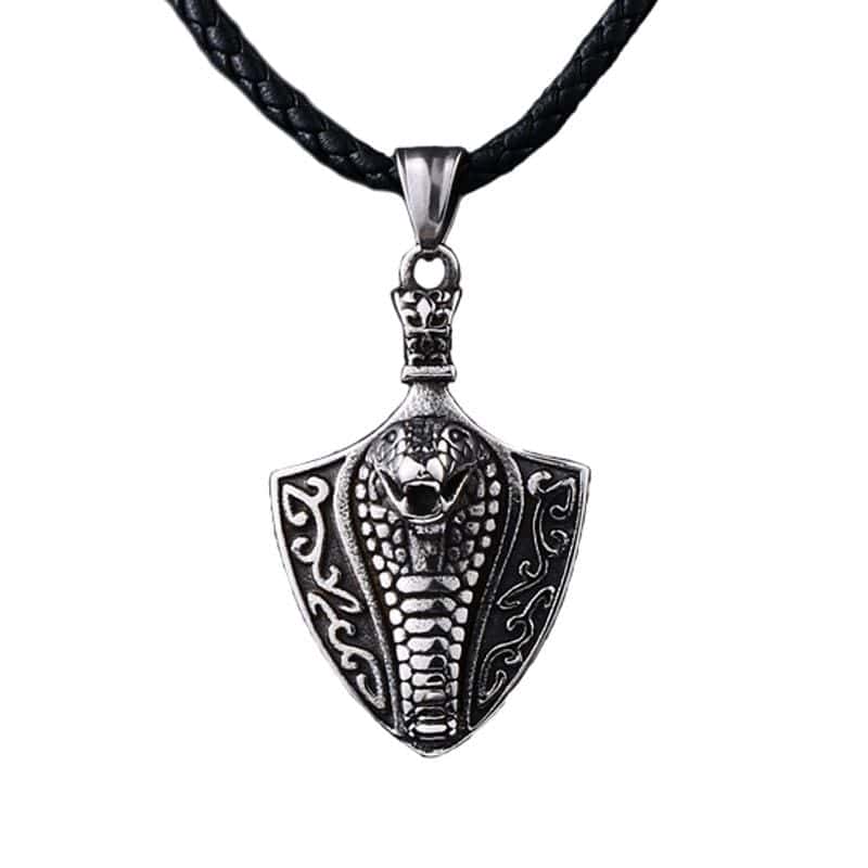 Collar Serpiente Cobra Rúnica (Acero)