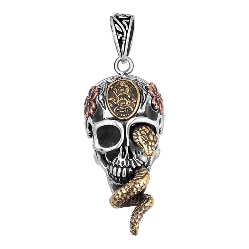 Collar Serpiente Cráneo Gótico (Plata)