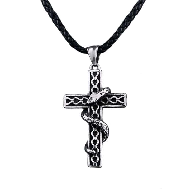 Collar Serpiente Cruz (Acero)