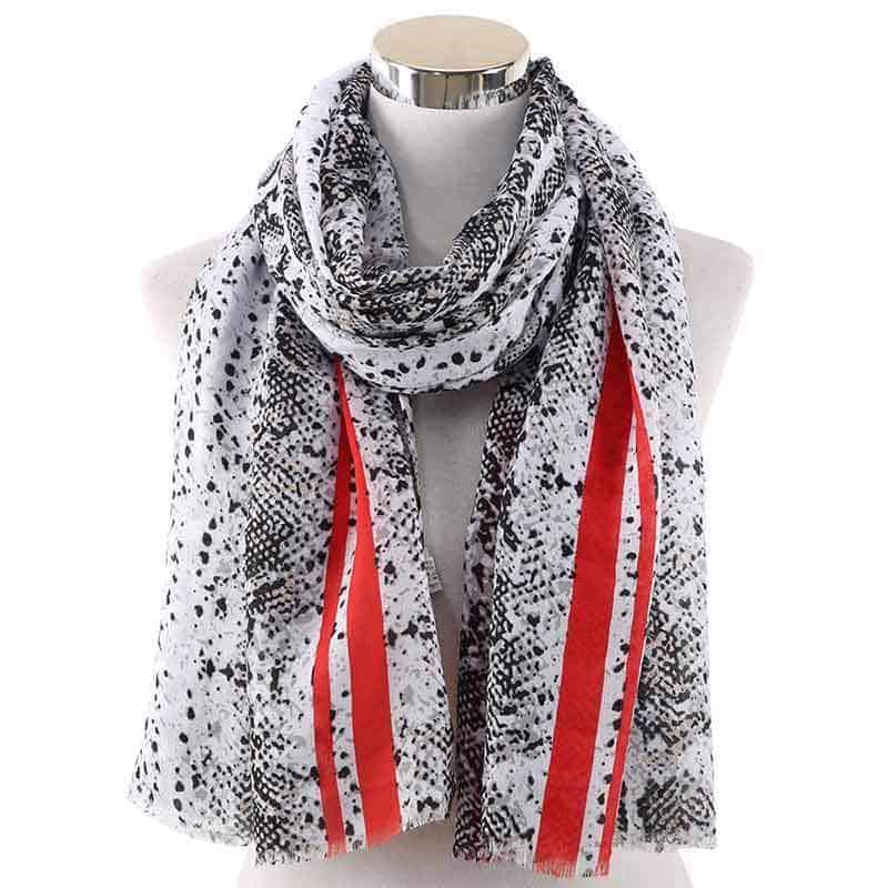 Pañuelo Serpiente Blanco Y Rojo
