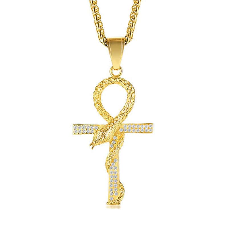 Collar Serpiente Ankh (Oro)