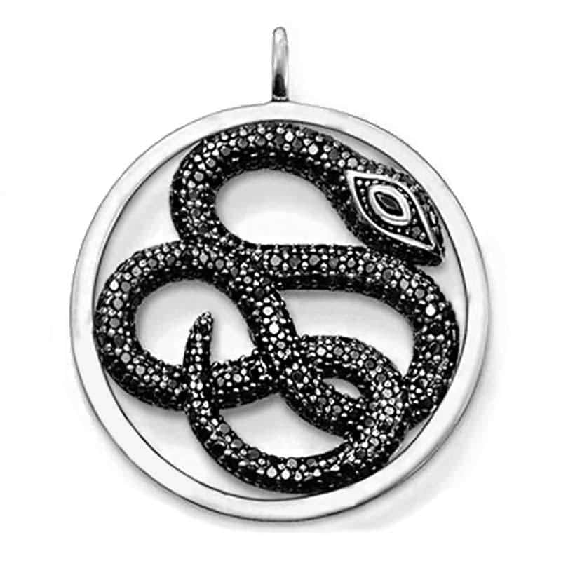 Collar Serpiente Negro (Plata)