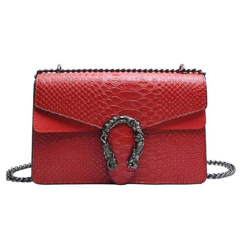 Bolso Serpiente Python Rojo