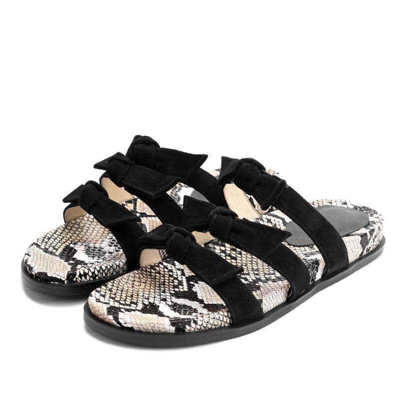 Sandalias Serpiente Patrón Plano