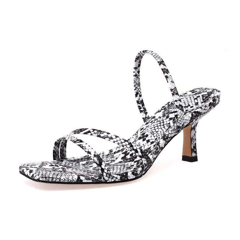 Sandalias Serpiente Gris (Tacones)