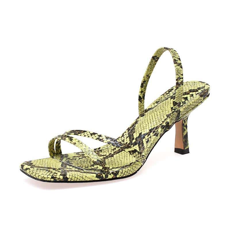 Sandalias Serpiente Amarillo (Tacones)