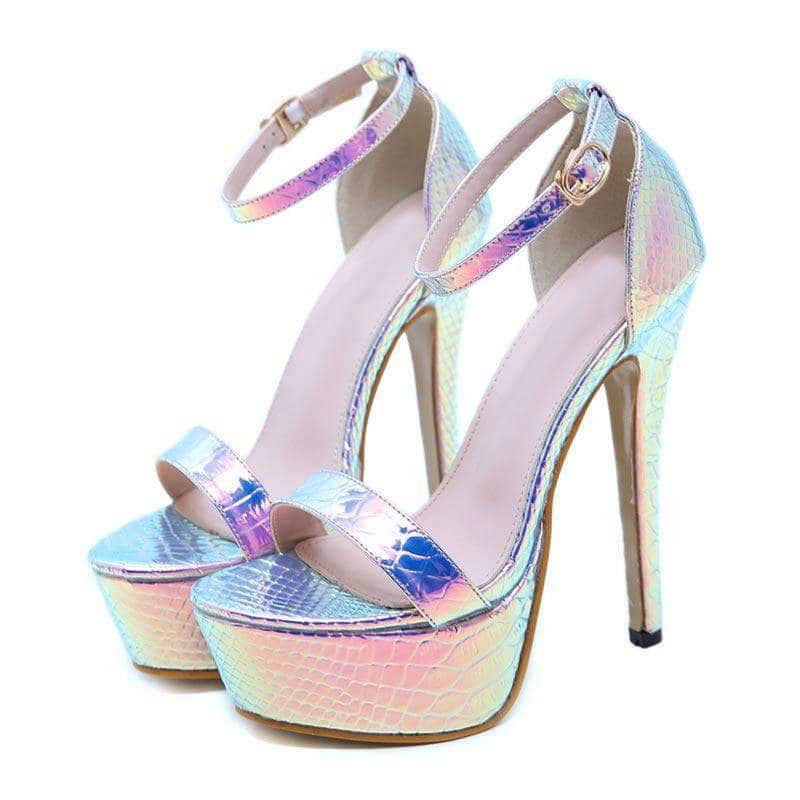 Zapatos Tacon Serpiente Iridiscente