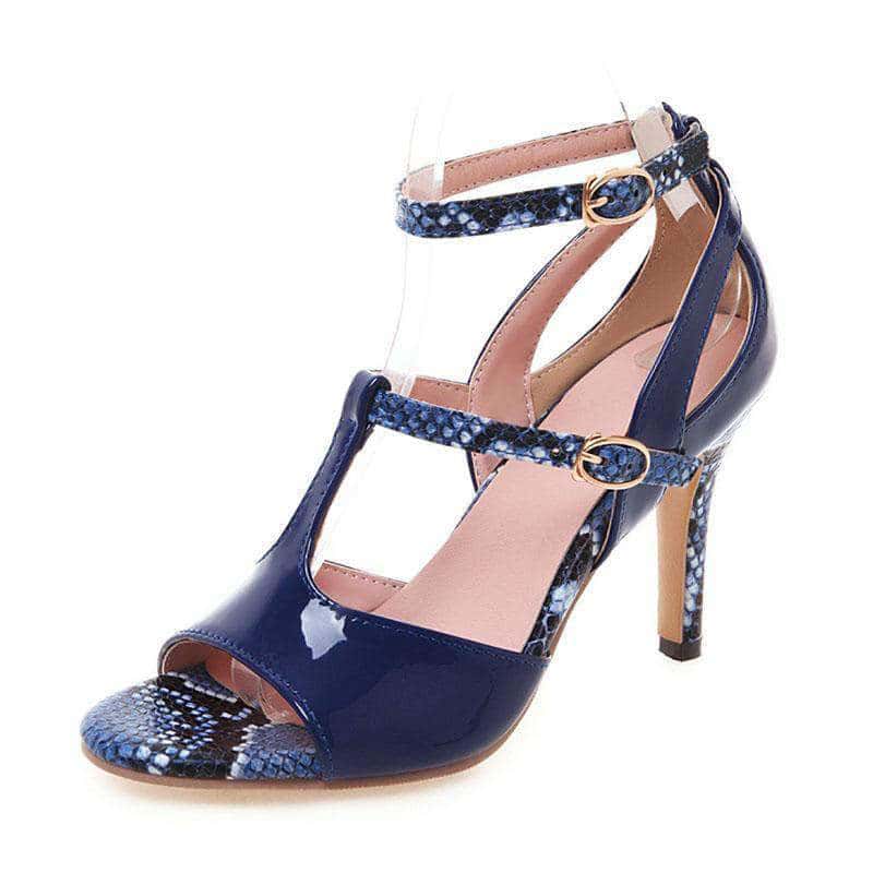 Sandalias Tacon Serpiente Barnizado
