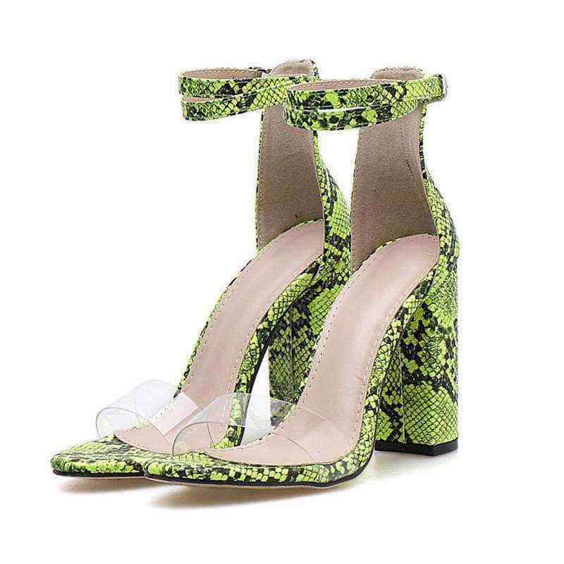 Sandalias Tacon Serpiente Verde